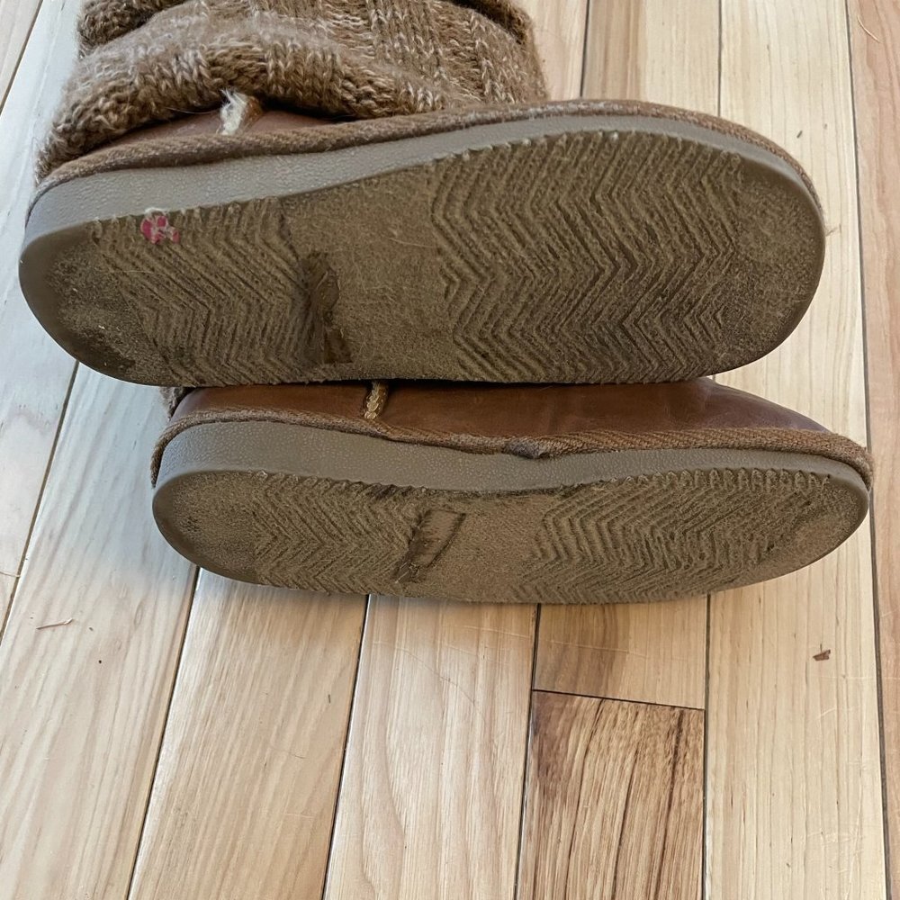 Girls Brown Boots with Knit Overlay - Picture 3 of 4